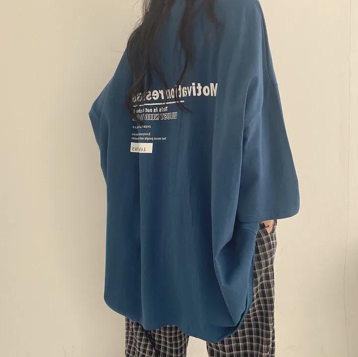 Cotton Short-sleeved T-shirt Women's Medium and Long Summer Internet Celebrity Loose Korean Version Medium and Long