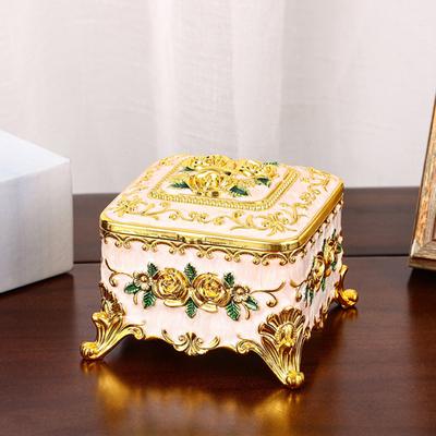 Schmuckschatulle, staubdicht, sturzsicher, Vintage, exquisiter emaillierter Aufbewahrungsbehälter aus Metall im europäischen Stil, Schmuckhalter für Schlafzimmer