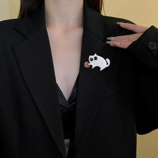 

Брошь с изображением кота из эмали, капающее масло, гладкая противоскользящая сумка, воротник пальто, шляпа, шарф, украшение, булавка для одежды, вечерние украшения для одежды, выпускного вечера чёрный