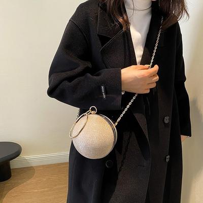 Runde Kugeltasche neue glänzende Strass-Münzbörse Mode-Ring Abendtasche Handtasche Umhängetasche mit Kette