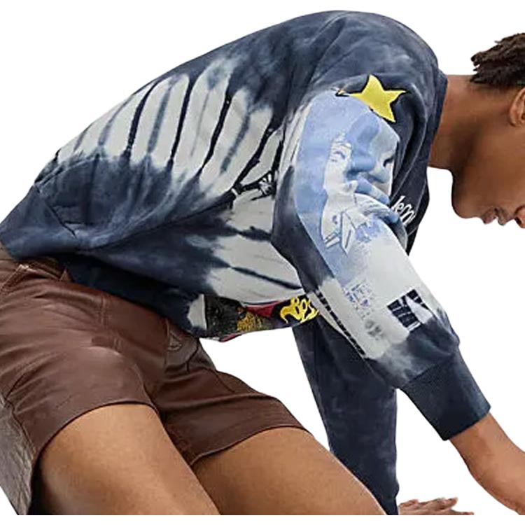 Coach SS24 Tie-Dye Pattern Letter Print Crew Neck Pullover Long Sleeve Sweatshirt Men sweatshirt Blue CT027-BAW