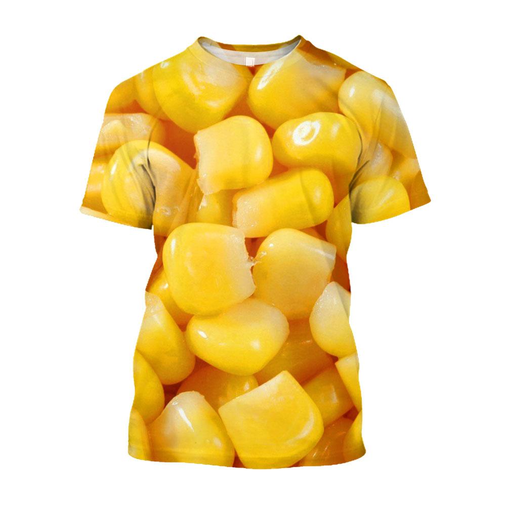 

Corn Pattern T-shirt for Men, Fun Coarse Grain 3D Printed Short Sleeved Clothing, Creative Hip-hop Cool Round Neck Tops XXXL
