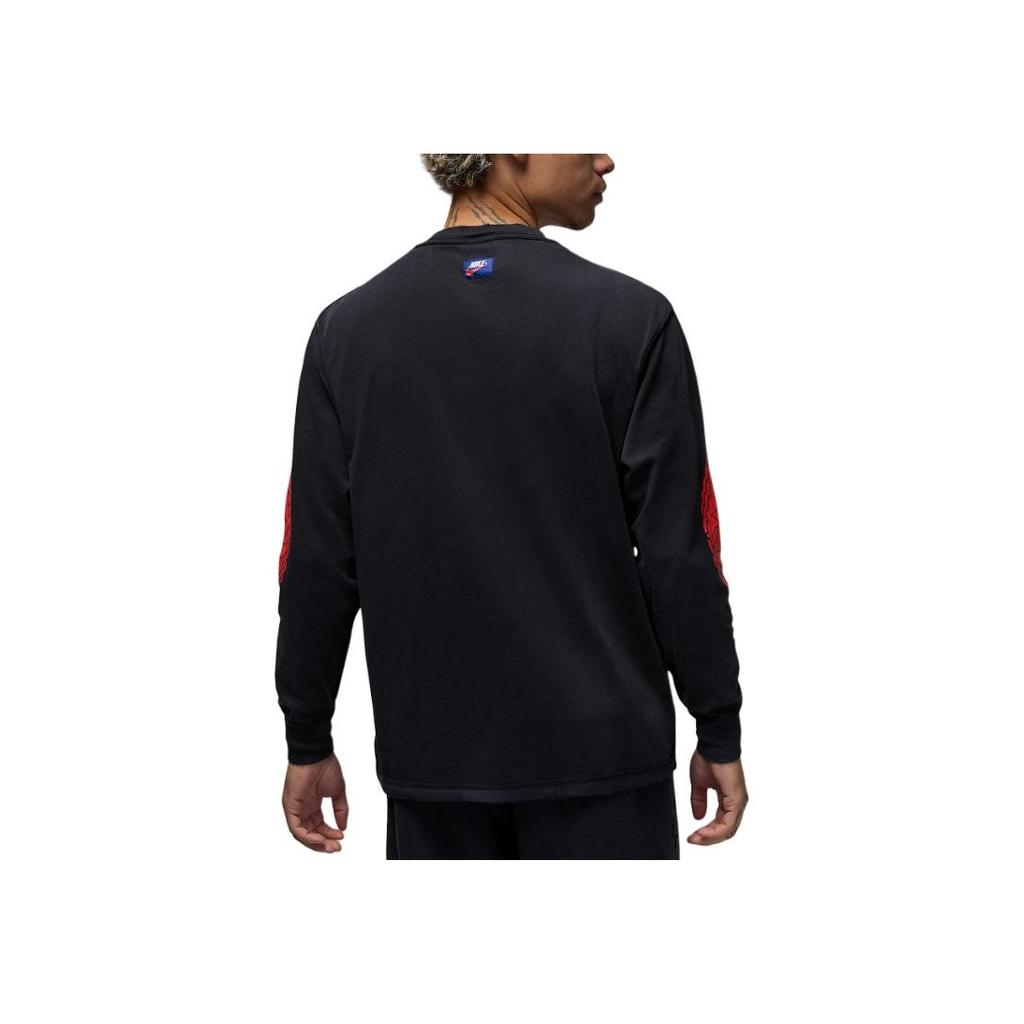 Nike SS25 Rare Air Fashion Comfortable Pullover Long Sleeve T-Shirt Men Tops Black Chile-Red IB3134-010