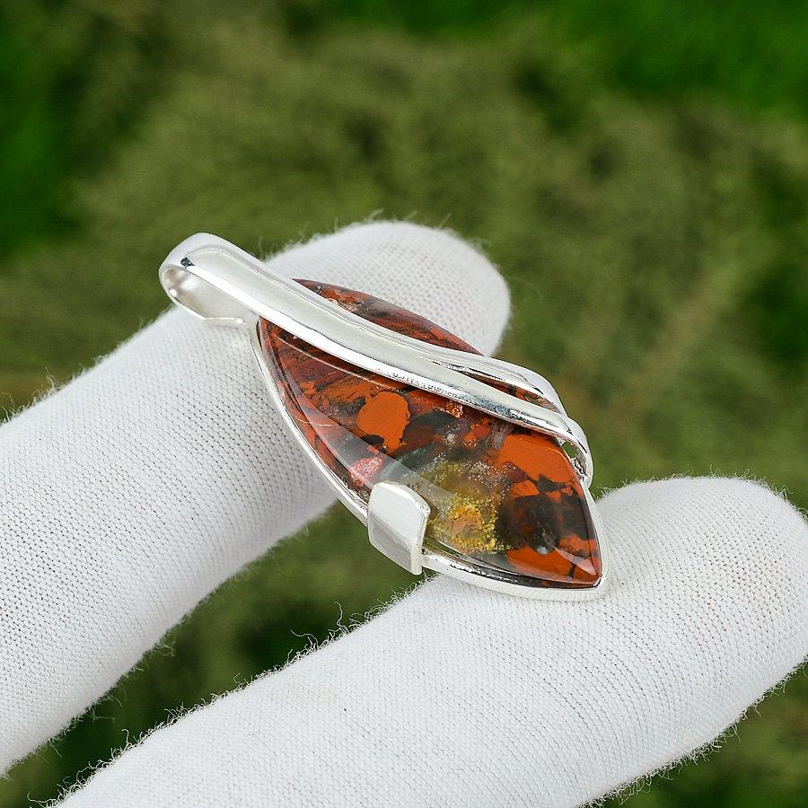 Friendship Day Deal Red Snakeskin Jasper Stone 925 Silver New Pendant Jewelry