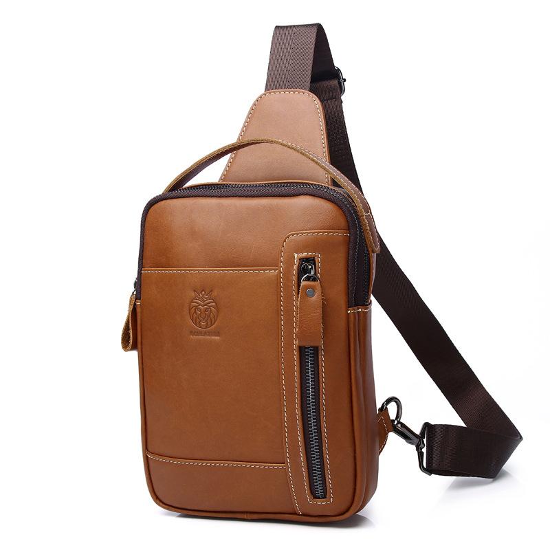Men's Genuine Leather Single-shoulder Crossbody Bag, Genuine Leather Retro Front Shoulder Bag