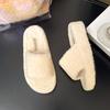 One-word Women Wear 2025 Autumn New Outdoor Thick Bottom Internet Celebrity Warm Lamb Wool Slippers