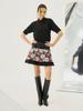 Greedius Embroidered Leather Flared Mini-Skirt