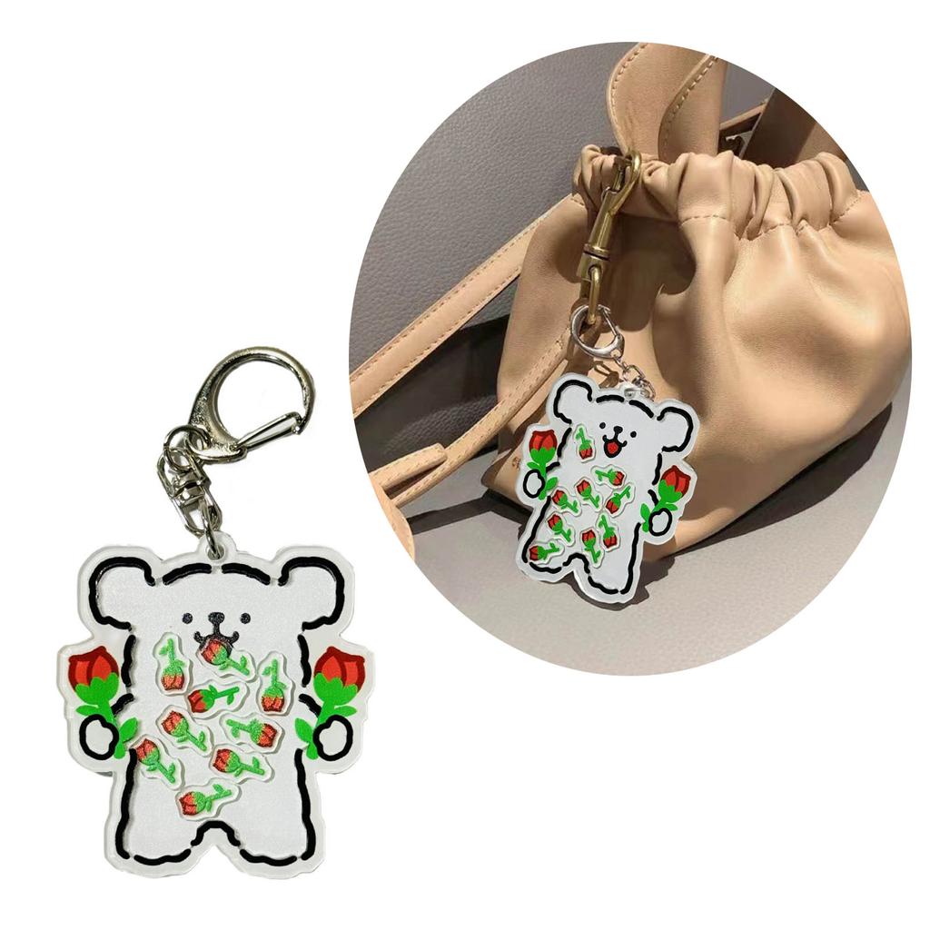Llavero de Acrílico de Moda con Colgante Dinámico de Perro y Rosa que se Mueve Llaveros de Moda Accesorio para Adultos y Estudiantes