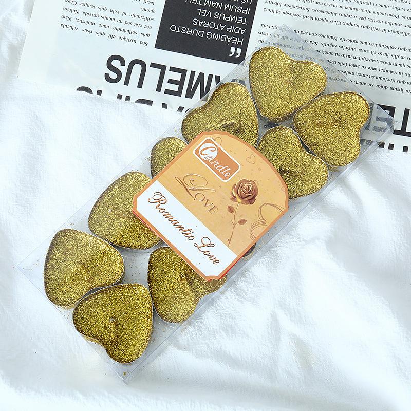 Love Heart-shaped Confession Romantic Creative Candles Qixi Tea Wax Valentine's Day Marriage Proposal Poses Gold Powder Small Candles