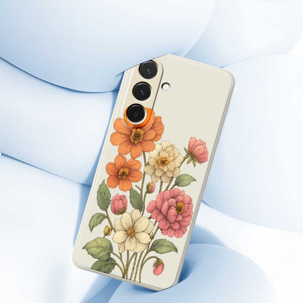 For Samsung Galaxy A36 5G Case Beautiful Flowers Pattern Printing Straight Edge TPU Phone Back Cover