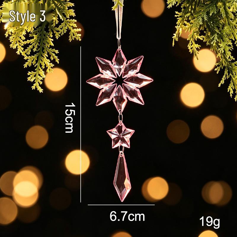Crystal Clear Acrylic Snowflake and Icicle Christmas Tree Ornaments