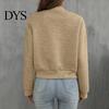 Fall Outerwear Women Jacket O Neck Solid Color Zipper Closure Coat Loose Thermal Short Thick Type Elastic Cuffs Long Sleeved Commuting Dating