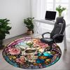1pc Stained Glass Skull Roses Office Round Rug, Non-slip, Soft and Durable Office Rug for Interior Decoration, Perfect for Office yy260204027