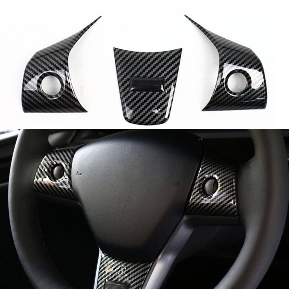 Stylish and Carbon Fiber Steering Wheel Cover Trim for Tesla Model 3 Y