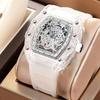 Tonneau Mode Quarzuhr Herren Transparente Form Lässig Luxus Wasserdicht Gummiarmband Herrenuhren Herren AAA Uhr Relogio