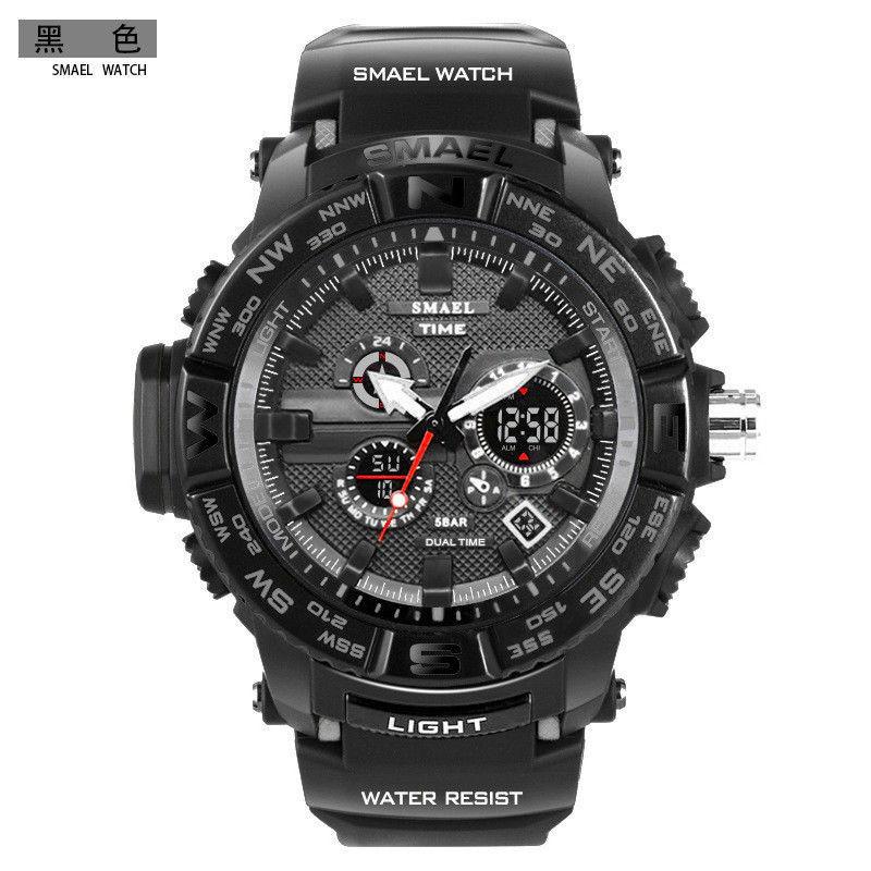 

Часы Smael Многофункциональные Водонепроницаемые Дата Военные Спортивные Кварцевые 3 бар Браслеты Black
