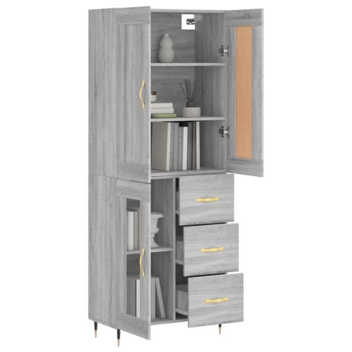 VidaXL Highboard Sonoma Grey 69.5x34x180 Cm Engineered Wood 3199927