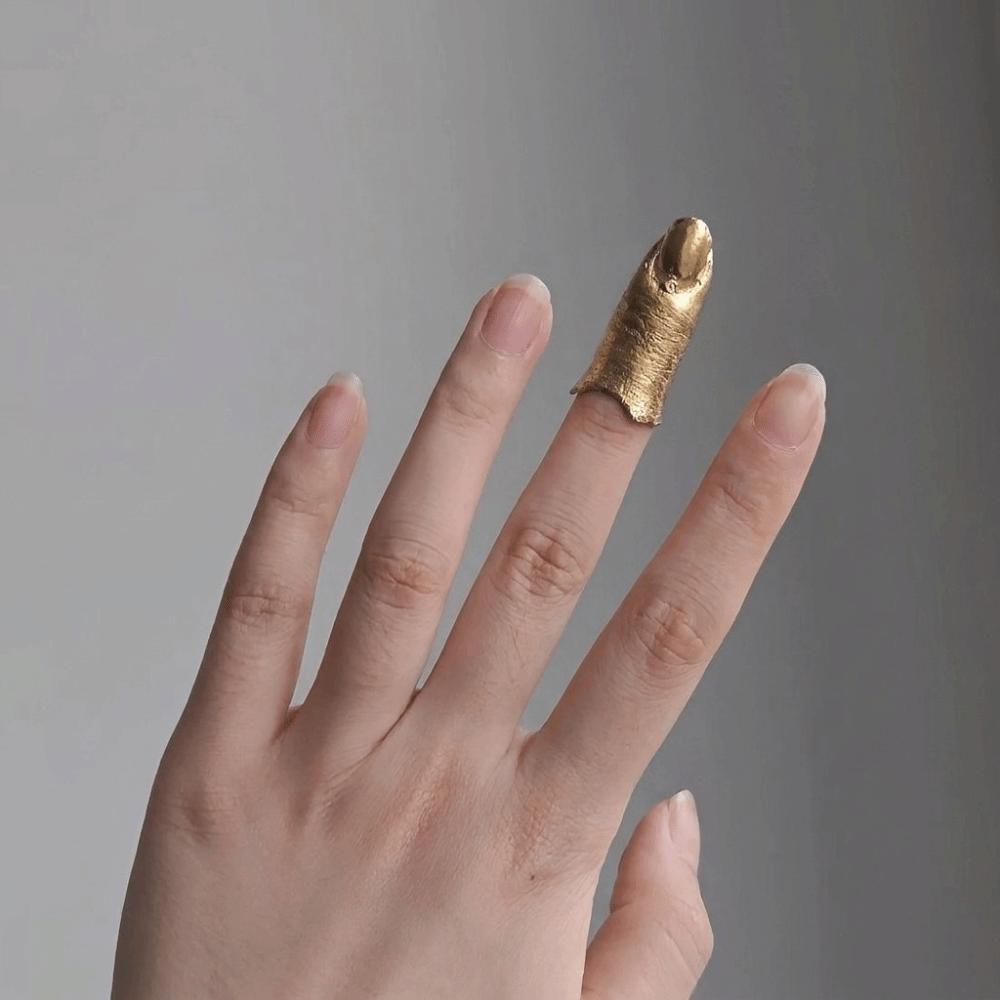 Irregular Texture Nail Sleeve Vintage Armor Ring Unique Lava Drop Ring Vacation