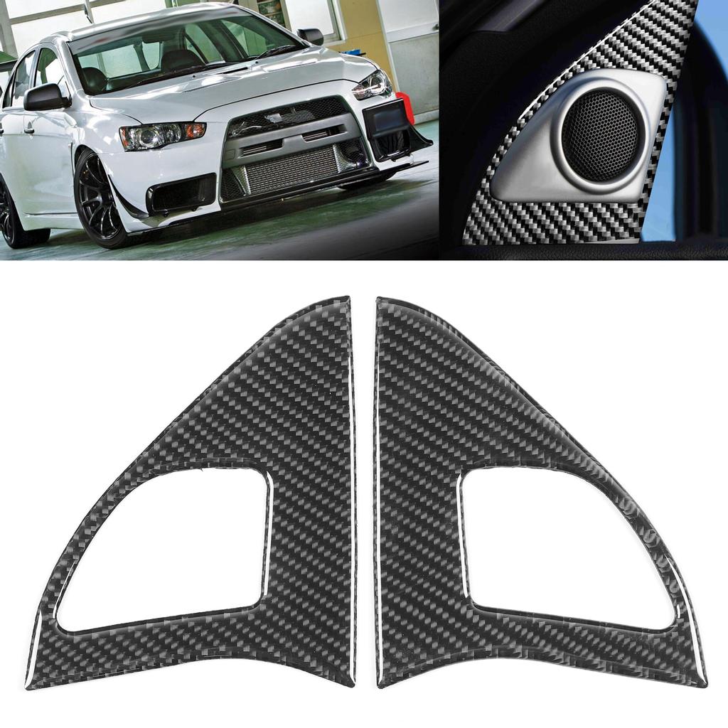 2 st. Innerdörrhögtalarkåpa Kolfiberöverdrag Vänster Höger Passar för Mitsubishi Lancer DE ES 2008‑2016