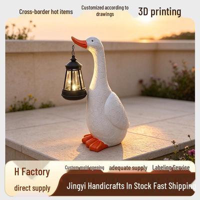 Cross-border Duck Lantern Solar Garden Ornament Resin Outdoor Decor