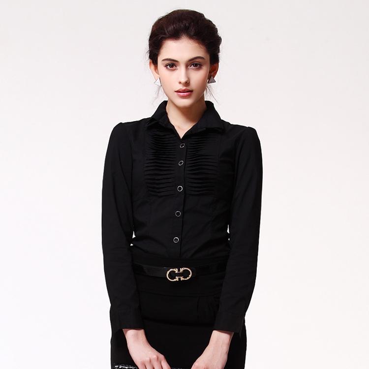 

2025 Spring/Summer Women s Slim-Fit Double Collar Shirt - Korean Style, Long-Sleeved, Professional Wear M