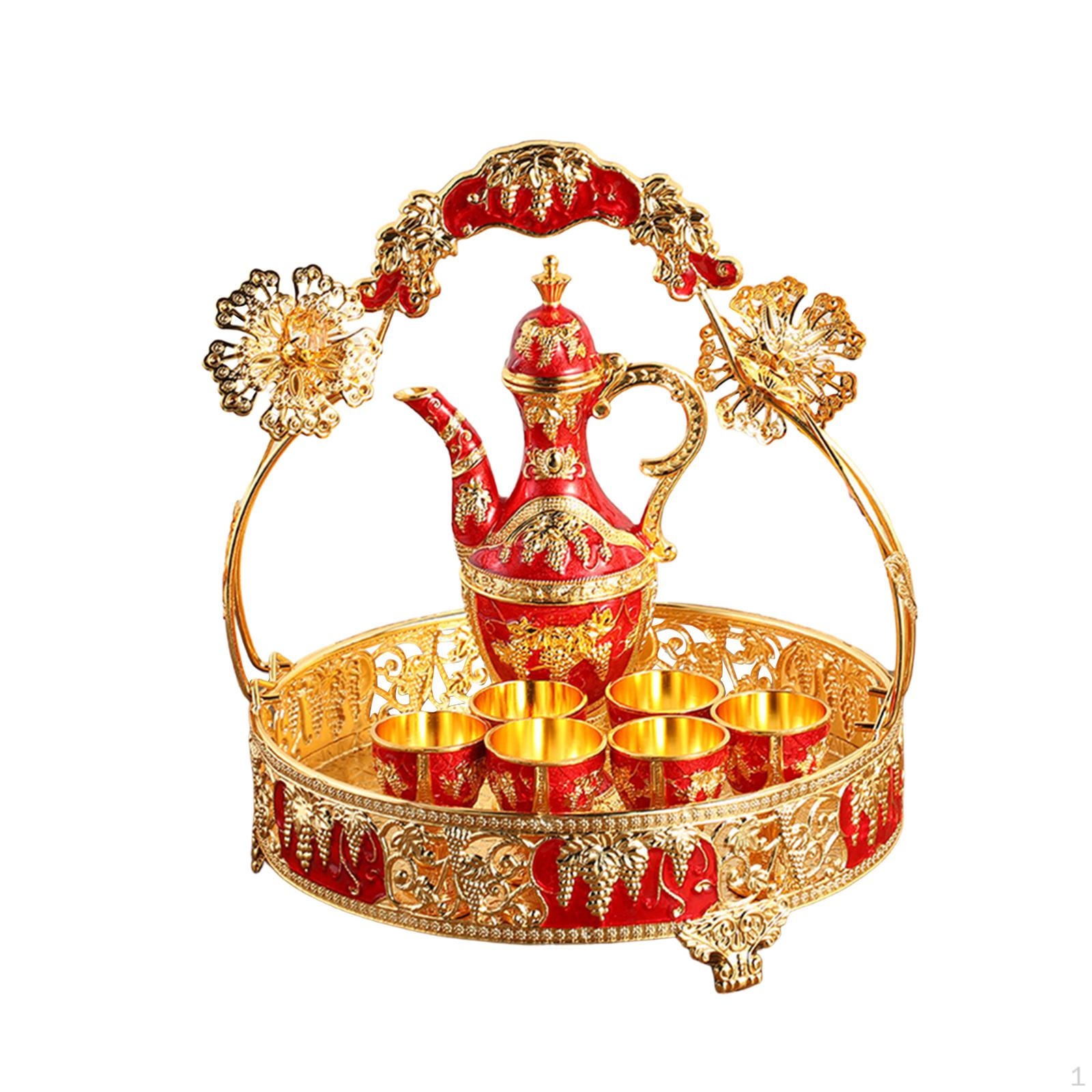 

Европейский набор бокалов для вина, чашки для питья, художественные ремесла, домашний декор, турецкий кофейник, чайник красный