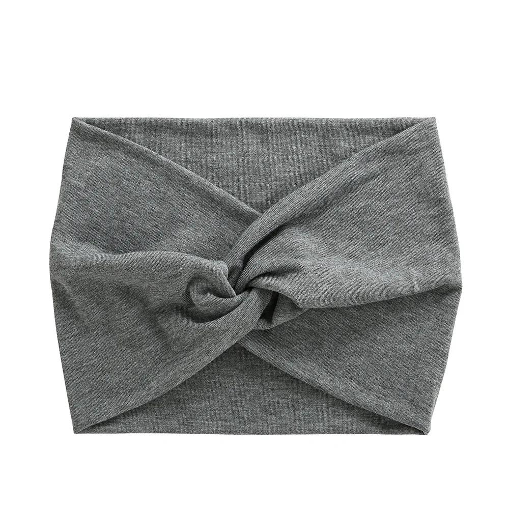 Simple Soild Color Twisted Extra Large Thick Wide Headbands Elastic Turban Workout Sports Hair Band Headwear