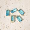 Rectangle Light Purple Synthetic Crystal Copper Charms, Golden Plated DIY Pendants for Earring Necklace Craft Making
