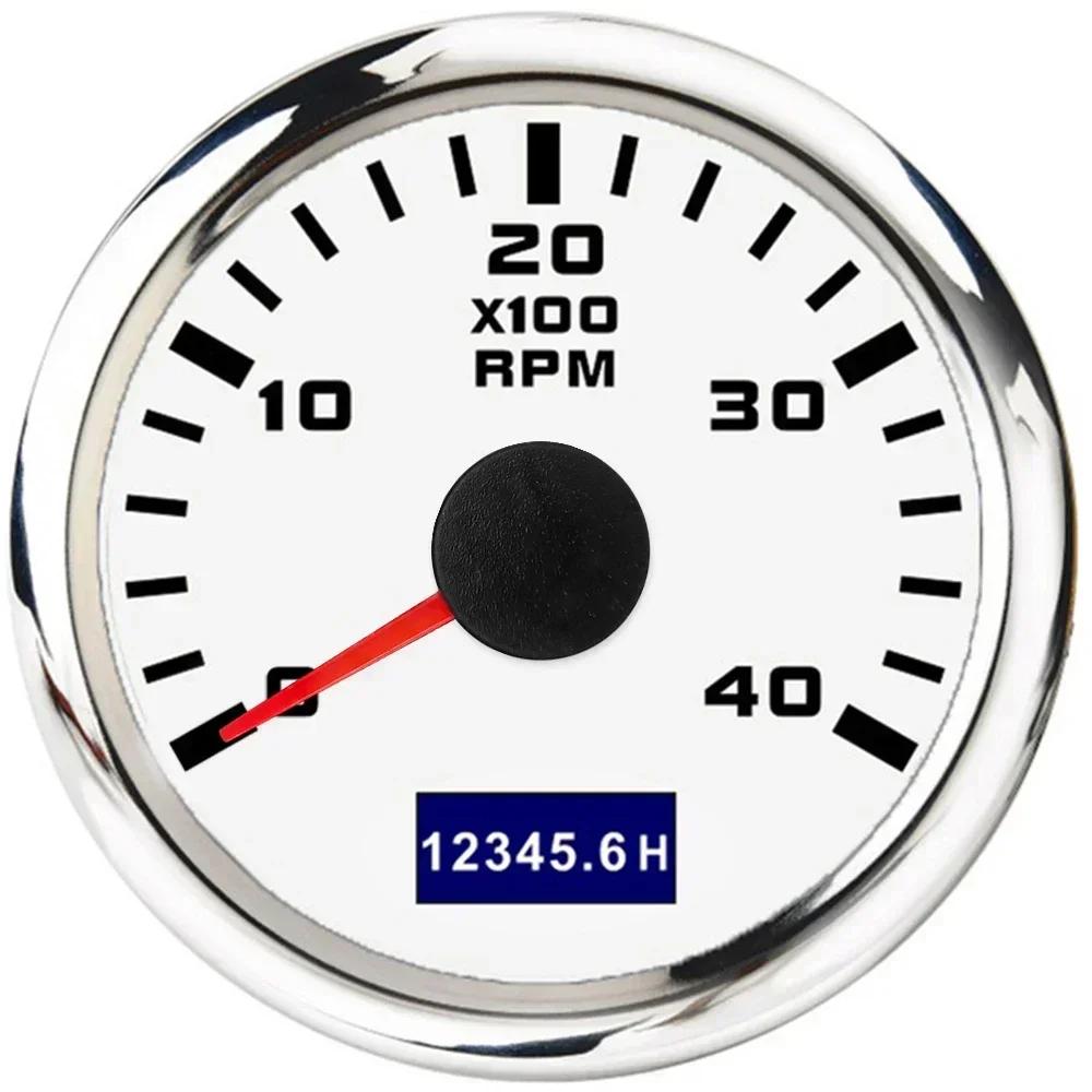 2" 52mm Tachometer 7 Color Backlight Tach Car Gauge Waterproof Digital LCD Hour Meter for Universal 12V24V Car Marine Boat Yacht