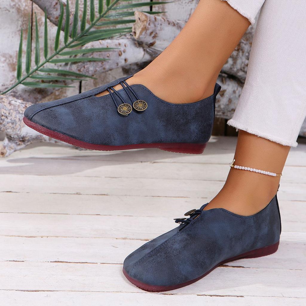 New Soft Leather Flat-bottomed Casual Single Shoes Summer Shallow Mouth Simple Large Size Shoes
