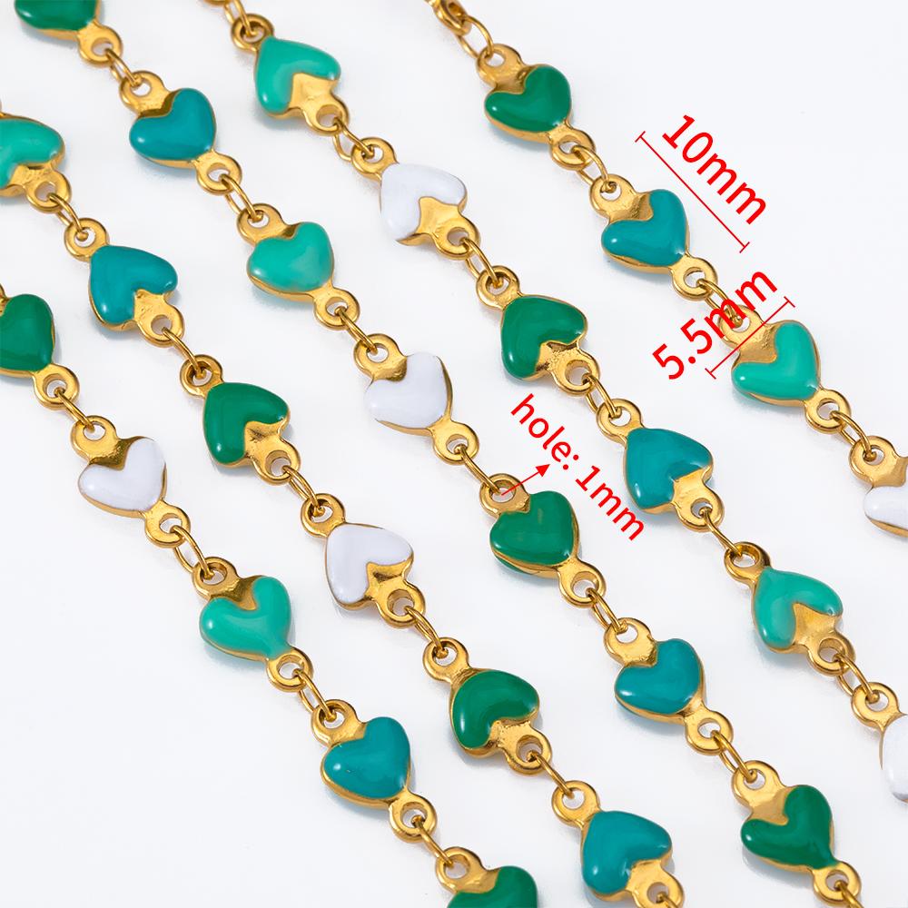 1meter Stainless Steel Enamel Black White Gray Love Heart Beads Chains for Necklace Bracelet Sweater Jewelry Making DIY 1meter