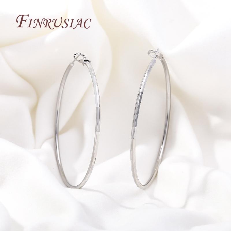 Fashion Women's Hoop Earrings 14K Gold Plated 925 Silver Needles Earring Rings  Simple Large Hoop Earrings Female Jewelry Gifts