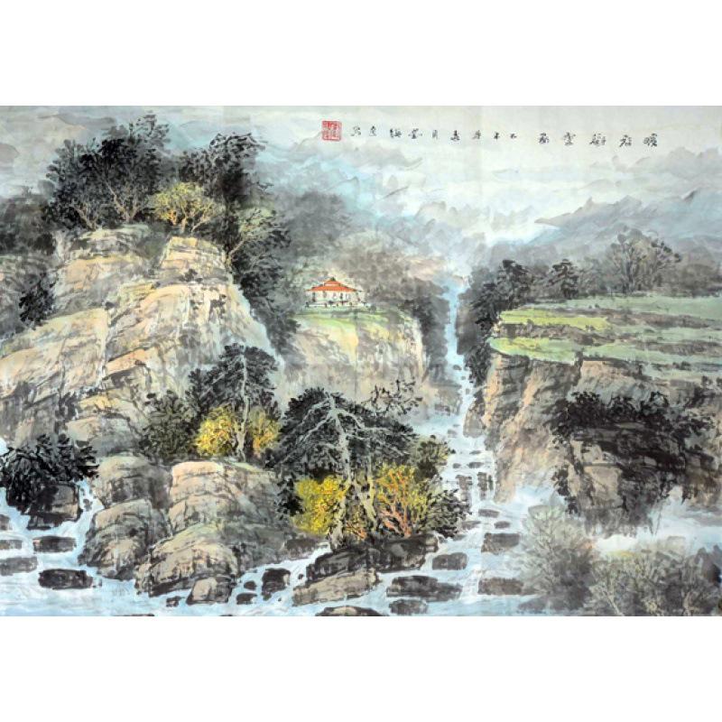 Chinese Landscape Art Poster with Free Shipping - Decorative Kraft Paper Framed Wall Painting