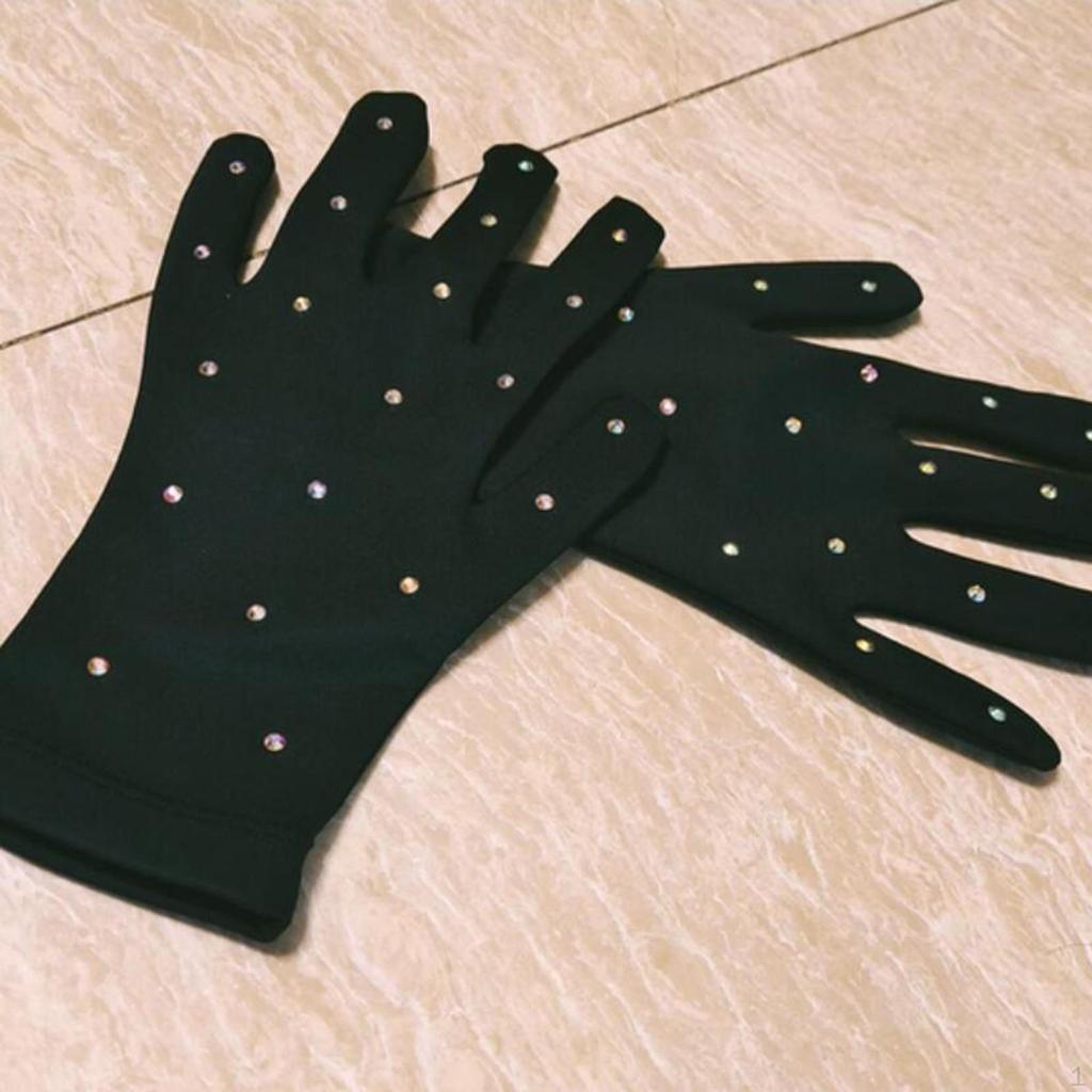 Figure Skating Competition Gloves Thermal Comfortable with Rhinestones Decoration Winter Skate
