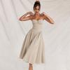 Sommer rückenfreies sexy Kleid Frauen mittlere Länge trägerlos hohe Taille Freizeitkleider Frauen Slim Fit elegante A-Linie Party Abendkleid Dame 24166