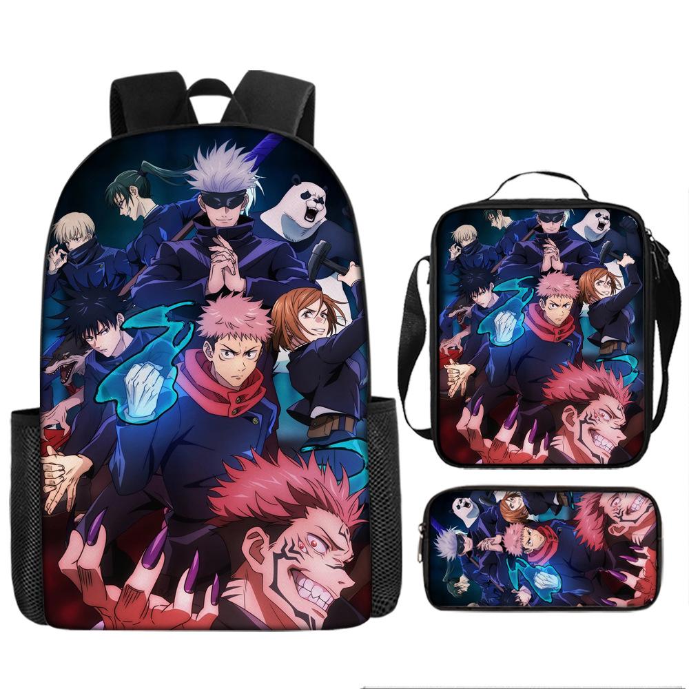 Spell Return Battle School Bag Elementary School Student Animation Backpack Large Capacity Three-piece Set