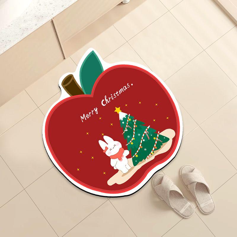 Diatom mud Christmas floor mat, festive atmosphere foot mat, bathroom toilet absorbent anti slip mat, bathroom quick drying mat