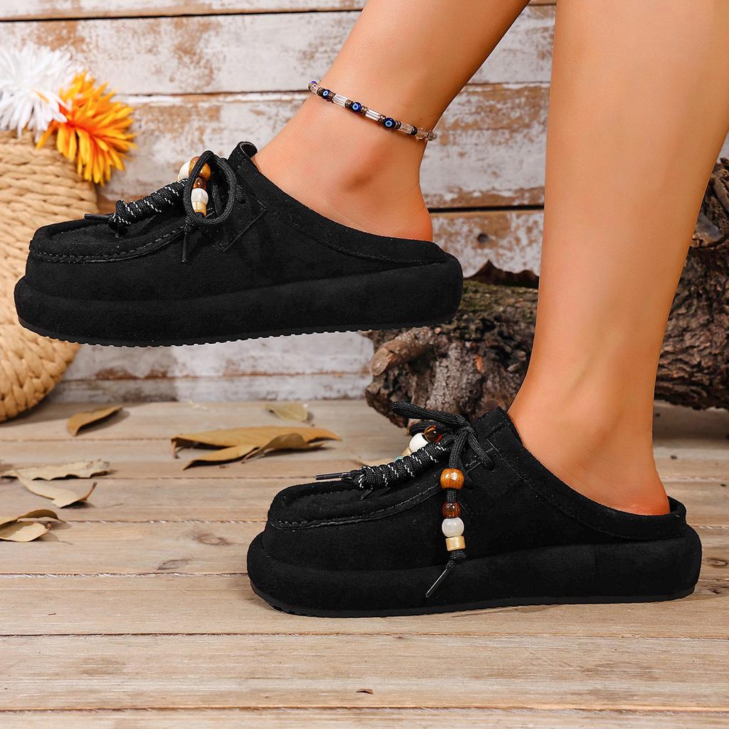Women Sneakers Outdoor Leisure Vacation Shoes Designer Flat Spring Sneakers Women Closed Toe Thick Soled Half Slippers Women