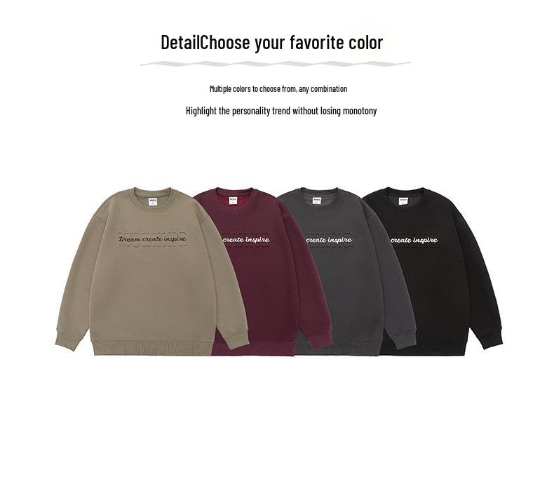 Men's Steel Embossed Heavyweight Crewneck Sweatshirt - Autumn Long Sleeve Base Layer