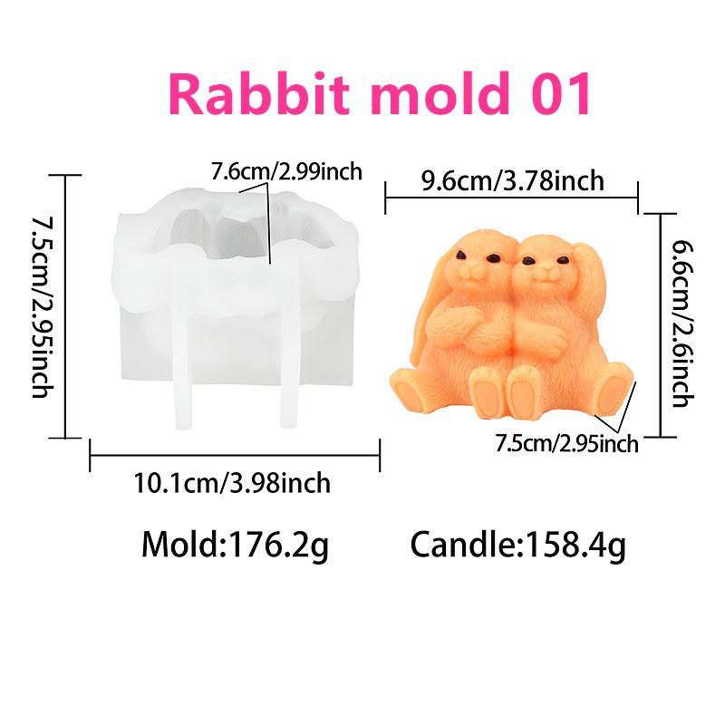 Easter Couple Holding Loving Rabbit Silicone Candle Mold DIY Mother Rabbit Holding Small Rabbit Easter Gift Candle Plaster