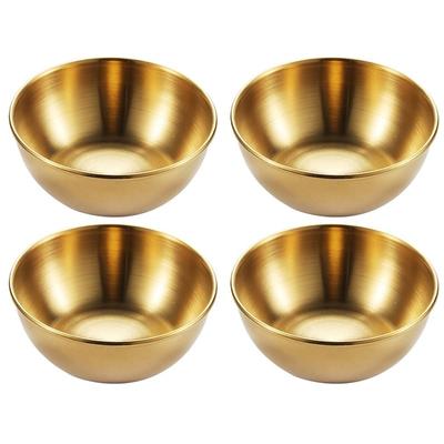 4pcs 2pcs Stainless Steel Golden Sauce Dishes Appetizer Seasoning Serving Dishes Sets Tray Spice Plates Kitchen Tableware