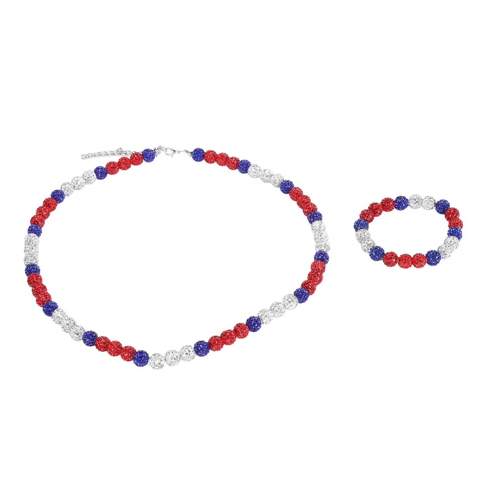 

Baseball Necklace and Bracelet Set Glitter Baseball Beaded Necklace and Bracelet for Baseball Players Lovers
