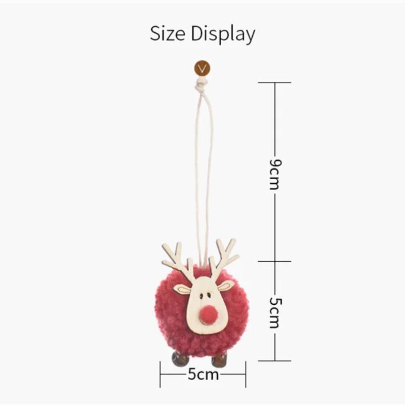4Pc Deer Ornaments Christmas Tree Soft Reindeer Plush Doll Christmas Antler Pendant Wooden Animal Ornaments Deer Christmas Decor
