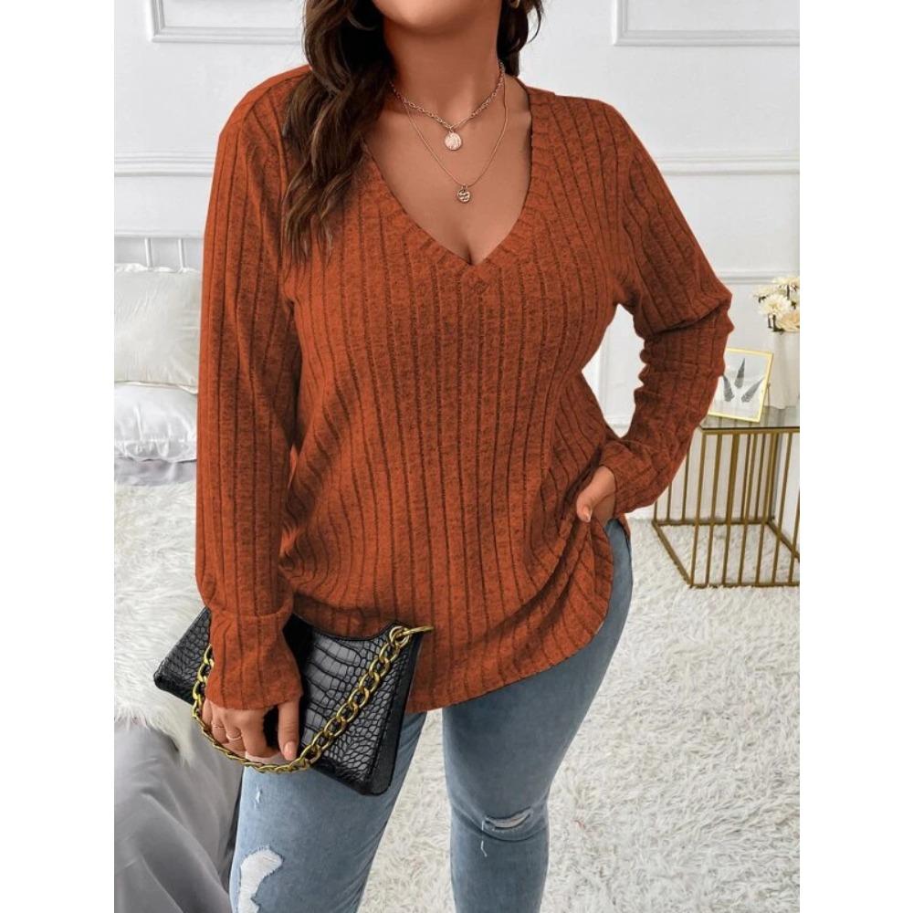 BITCED Women's Fashion Casual Solid Color Print Long Sleeve V Neck Blouses & Shirts