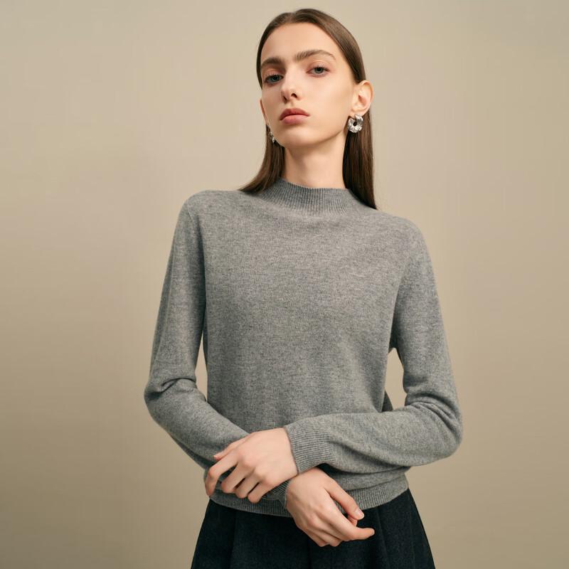 Elva' Island Women's Semi-High Collar Wool Knit Sweater