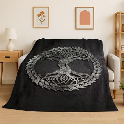 Fantasy Tree of Life Norse Viking Yggdrasil Flannel Blanket Soft Throw Blanket for Bedroom Living Room Bed Picnic Nap Cover Gift