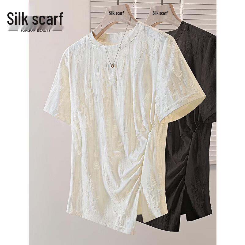 Women s Slit Hem Round Neck T-Shirt M