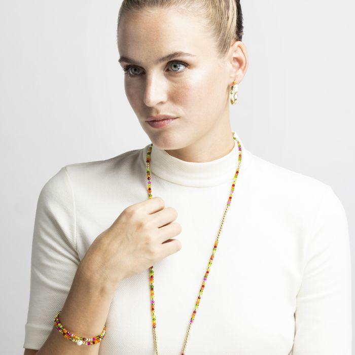 Bracelet - LUXENTER - Miota - finition or jaune 18k - Cristal rose - Élastique 11 mm