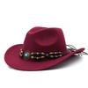Cappelli da cowboy europei e americani delle regioni occidentali, cappelli a cilindro in lana alla moda maschile e femminile, cappelli da cowboy tibetani in stile etnico