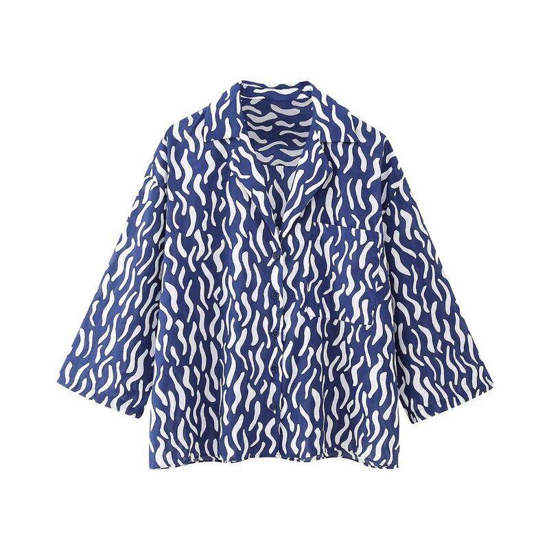 

Fashion Style 2023 Autumn Women s Slim Looking Versatile Pocket Decorative Print Shirt High Waist Pants 2183250 400 Shirt XS